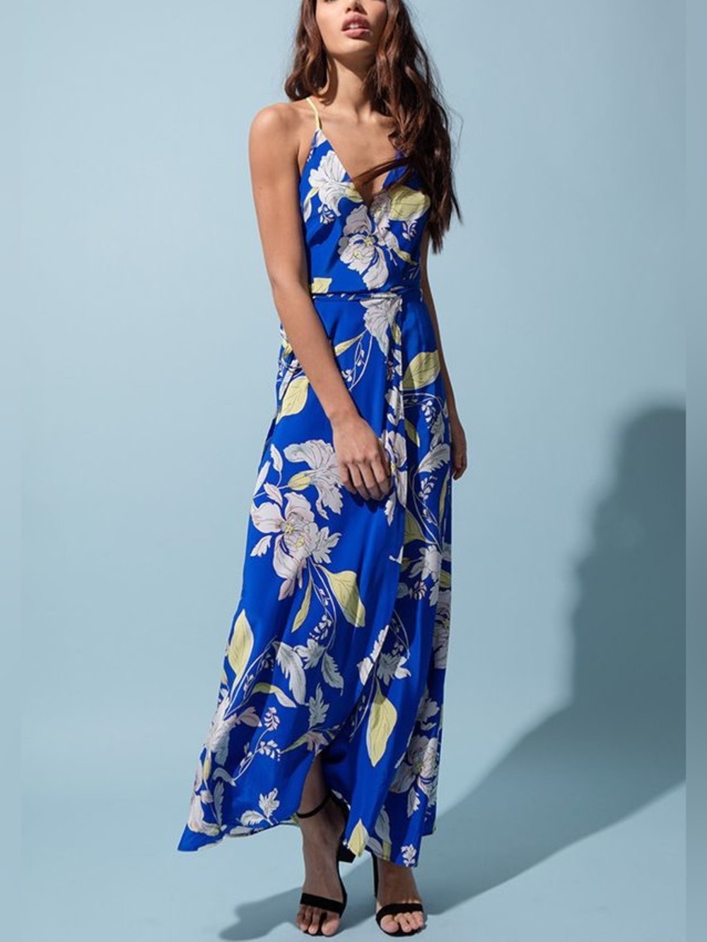 Yumi Kim Royal Blue Floral Maxi Dress with Cream Blooms